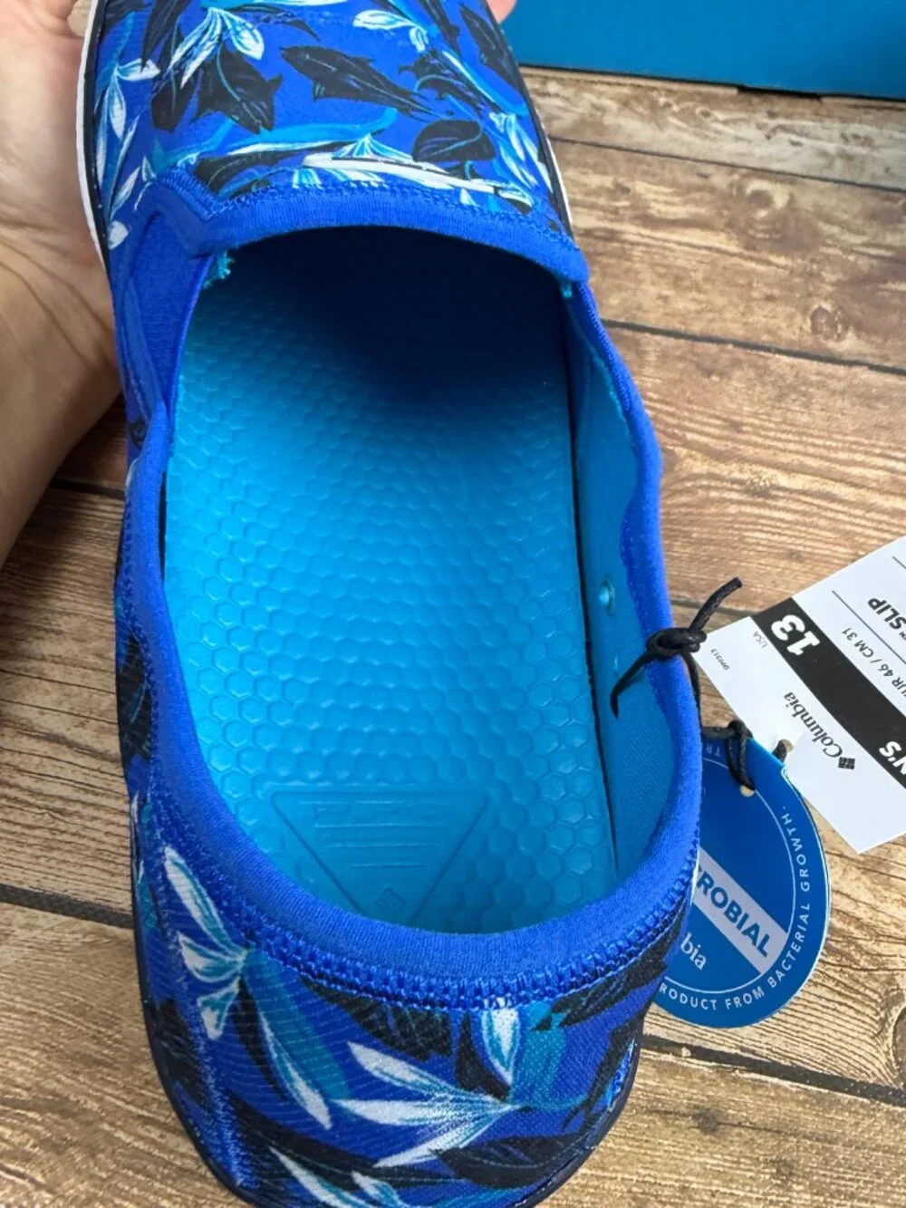 Columbia PFG Men's 13 Blue Floral Slacktide Slip-On Shoes NWT Fishing Casual